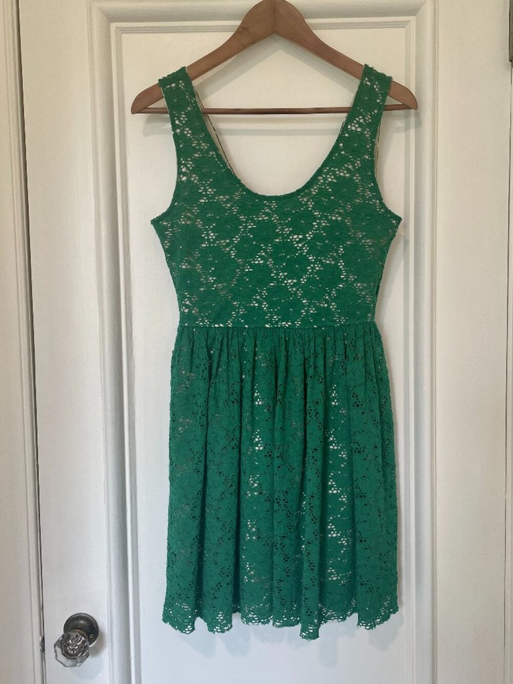 Azalea Green Scoop Neck Crochet Lace Dress